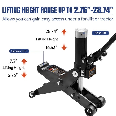 Heavy Duty Dual Mode Hydraulic Floor Jack Featuring Scissor And Post Lifts For Up To Five Ton Auto Maintenance Garage Workshop Jobs Built Tough As Nails And Shop Grade