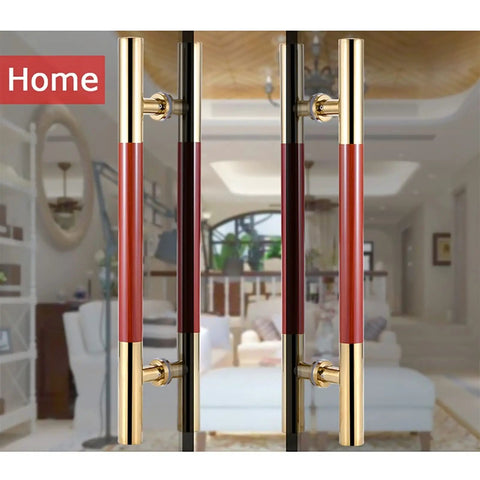 Dope Gate Hardware Glass Door Handle in Slick European Titanium Gold Red Wood Grain Finish for Wooden Doors, home setting