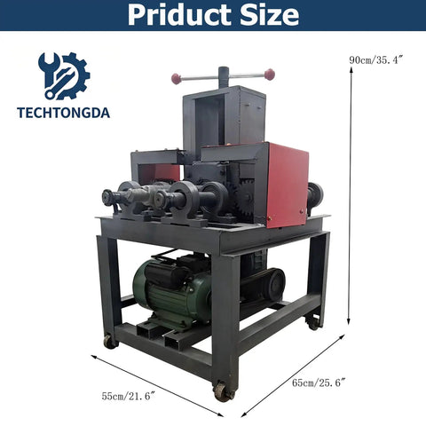 Techtongda Electric Pipe Tube Bender Roller 2.2KW Multi-Function Steel Bar Bending Machine dimensions 90x65x55cm for precise bending.