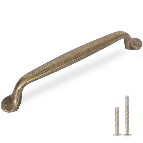 Antique Brass Cabinet Pulls 10 Pack Center To Center 5 Inch Vintage Kitchen Cabinet Handles with screws
