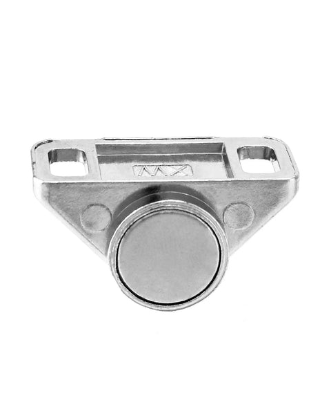Eight To Nine Pound Magnetic Door Latch Kit For Cabinets Eight Pack Silver Zinc Alloy Magnets with beefy pull force detail view.