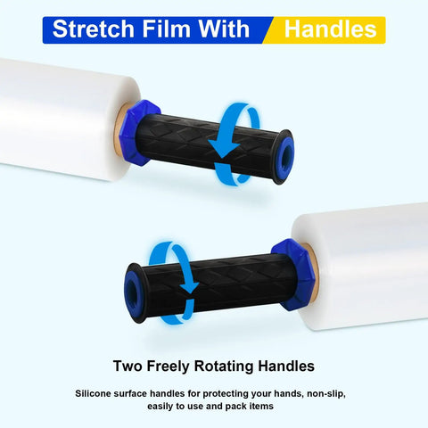 Heavy Duty Stretch Wrap For Pallets And Moving, Clear Industrial Strength Plastic Wrap Roll 15 Inch By 1000 Feet, Handles