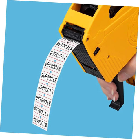 Hand using pricing label paper rolls for pricemarker machines 4000 small retail price tags sticky adhesive price tag supply