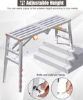 Heavy Duty Foldable Work Platform And Adjustable Height Step Ladder builds a legit steel base with adjustable height and pin fixing.