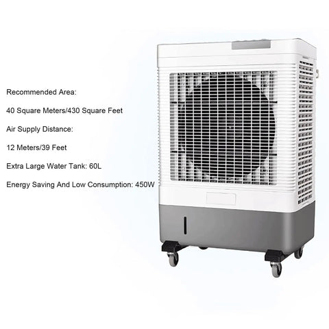 Image of Portable Evaporative Swamp Cooler With Three Fan Speeds And Massive Water Tank for efficient garage cooling.