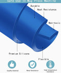 Sublimation Tumbler Wrap Kit For Mug Press With Three Silicone Thickness Wraps, showing blue silicone material with labeled qualities.