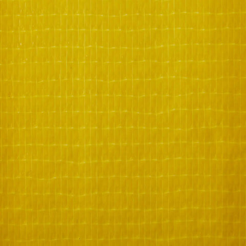 Close-up of yellow polyethylene-coated cloth of Beefy Heavy Duty Duct Tape for tough jobs, waterproof and UV resistant, 60 yard roll.