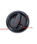 Slick Round Recessed Door Handle Hidden Pull In Brushed Stainless Steel With Screws Included, 74mm diameter, black finish