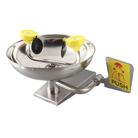 Wall Mounted Emergency Eye Wash Station In 304 Stainless Steel With Double Nozzles And Flip Covers Safety Sign for Lab
