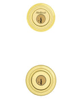 Tylo Entry Knob And Single Cylinder Deadbolt Combo Pack With SmartKey In Polished Brass For A Slick Home Security Upgrade