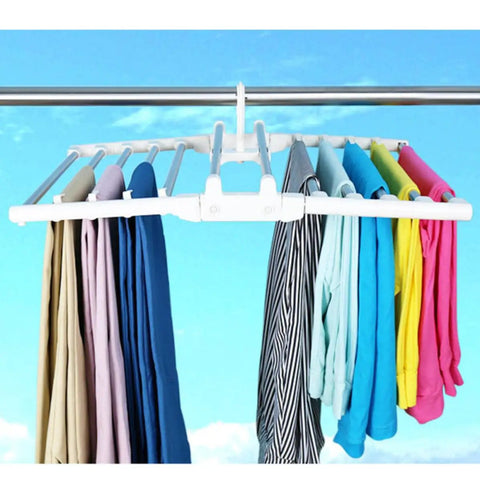 Heavy Duty Foldable Multi Layer Pants Hangers Crafted From Durable Stainless Steel For A Zero Hassle Space Saving Closet Setup With Tops.