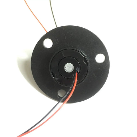 Hollow Slip Ring Rotary Electrical Connector For Two Four Six Twelve Channel Systems With Five Millimeter Inner Hole And Twenty Two Millimeter Outer Diameter Two Amp Gold Contact Points Low Torque Data Bus Ready Must Have For Civil And Commercial Use black hollow slip ring with wires