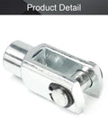 Y 20 Clevis End Connector for Pneumatic Air Cylinders, M8 x 1.25 Female Thread, 40mm Length, 20mm Bore Foot Mount Joint, Rock Solid Iron Construction, Silver Finish, Easy Install on white background