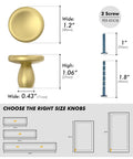 Product details for Kick The Look Upgrade With Solid Round Cabinet Knobs And Smooth Drawer Pulls In Dope Brushed Gold Finish.