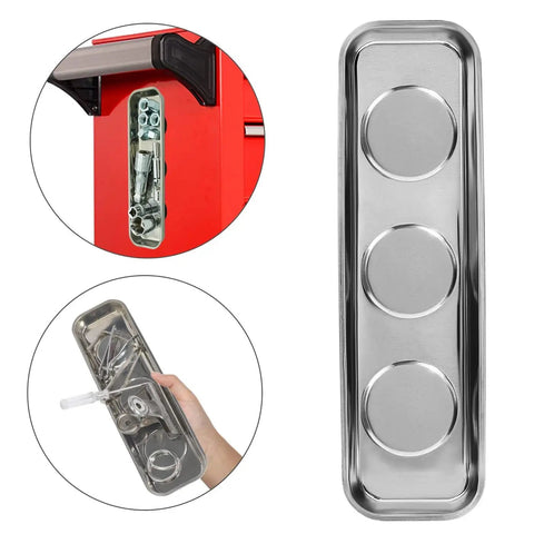 Magnetic Parts Tray Set Of 3 For Nuts Bolts And Small Metal Parts With Extra Strong Magnets Thickened Stainless Steel Trays Handy Garage Or Shop Setup