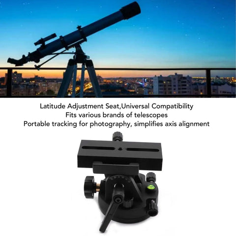 Aluminum Alloy Telescope Mount Latitude Adjustment Base Equatorial Wedge For Telescopes with city skyline backdrop.