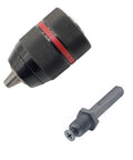 Heavy Duty Keyless Drill Chuck With Metal Tool Holder That Snaps Bits In Fast, 1.5 to 13mm size, featuring secure grip design.