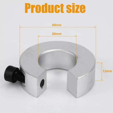 Four Piece Shaft Collar Set For Linear Rail SBR20 Clamp On 20mm Bore Shafts With M4 Fixing Screws, single collar close-up with dimensions