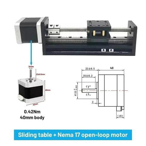 Sleek X Y Z Axis Linear Motor Drive Kit With T Type Self Locking Slide Rail And High Speed 17 Stage Table For Precision Motion Control 40mm Wide, 40mm body