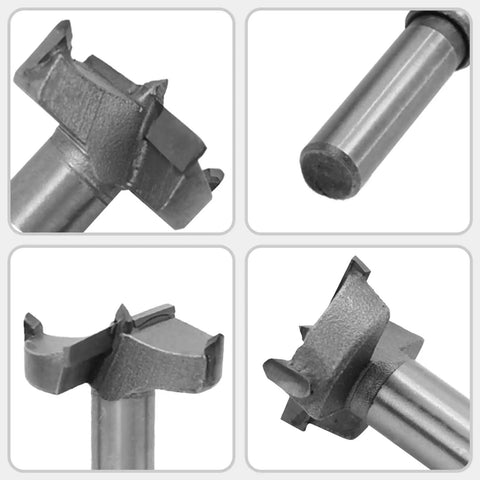 Heavy Duty Carbide Tipped Forstner Drill Bit Set With Hella Sharp Cutting Edges for wood boring, showcasing unique triple tooth design.