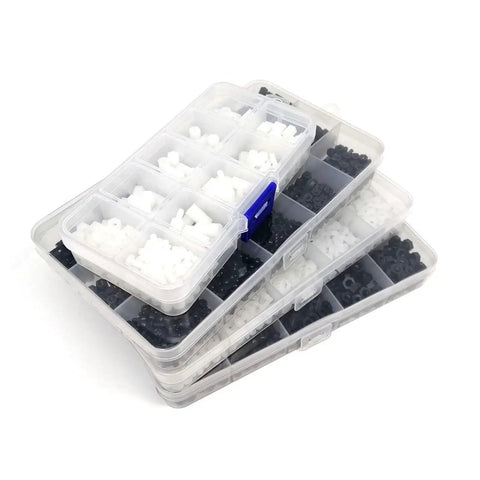 Three Sets Of M2 M2.5 M3 M4 Nylon Hex Spacer Columns Standoff Kit For PCBs And Motherboards With Screws Nuts And Washers Black 850 Pieces Ideal For Precise Component Spacing Alignment Quick Assembly And Durable DIY Electronics And Computer Builds, plastic organizer boxes with nylon standoffs
