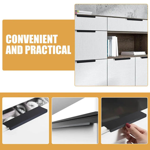 Matte Dark Hidden Cabinet Drawer Pulls 4 Pack, 200mm Extended Kitchen And Wardrobe Door Handles, modern minimalist design