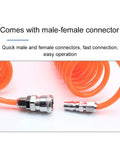 Slick Heavy Duty Polyurethane Air Hose Featuring Flexible Spring Pipe Design And Swiveling Industrial Couplers For No Sweat Pneumatic Projects And Air Compressor Tasks At 15 Meters with male-female connectors