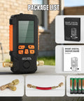 All In One HVAC Digital Vacuum Gauge With Smart Evacuation And Leak Detection Pro Grade Accuracy For Fast Readings In Torr Mbar Hpa InHg Auto Calibration 3 Inch LCD And 7 16 UNF Threads, package contents