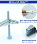 Heavy Duty Drywall Toggle Bolt Set Kit With 28 Pieces In Three Sizes showing metal strength and corrosion resistance.