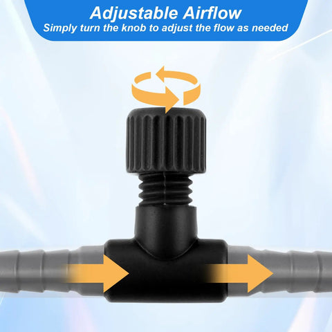 10 Pack T Shaped Aquarium Air Valves One Way Flow Regulator Kit for Fish Tank Air Pump Accessories Fits 3/16 Inch ID Tubing Black Durable Plastic for Easy Airflow Control, black valve