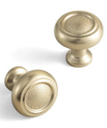 Set Of Six Champagne Bronze Cabinet Knobs In Zinc Alloy Modern Hardware with textured surface and elegant finish.