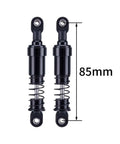 RC Crawler Shocks 75mm-115mm Bore for 1/10 Scale Builds, Black, 2pcs, displaying dual springs, 85mm size measurement visible.