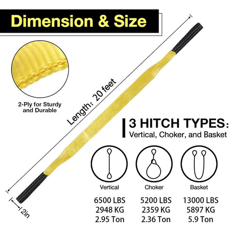 Heavy Duty Polyester Lift Straps Are Built Tough At Two Inches Wide By Twenty Feet Long Featuring Rock Solid Twist Eyes And Two Ply Construction For Engine Hoists Daily Grind And Big Load Hauls
