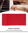 Red 88-Key Piano Keyboard Dust Cover Made From Soft Felt Fabric 125x15cm placed over piano keys, preventing moisture absorption