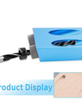 Close-up of blue Pocket Hole Jig Kit For 15 Degree Woodworking, 14 Pcs Set with Drill Guide and bits shown in use on wood.