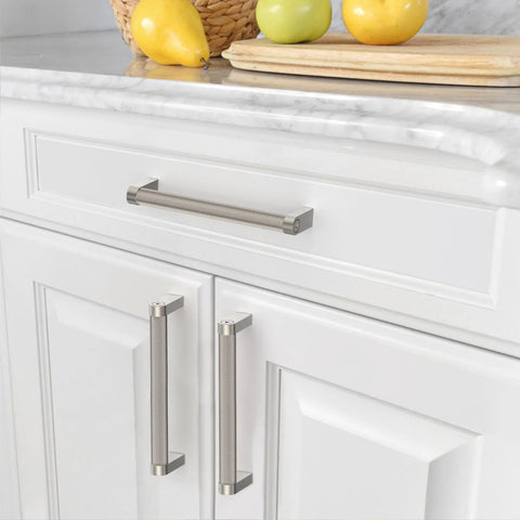 10 Pack Brushed Satin Nickel Knurled Cabinet Pulls With 5 Inch Hole Centers For Kitchen Cabinets Durable Handles Hardware Model ZH0064