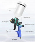 Professional Pneumatic HVP Spray Gun With 1.3 Mm Nozzle And 600 Ml Cup showcasing parts like the valve and trigger for precise painting.