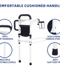 Adjustable Bedside Rail With Storage Pocket For Seniors And Adults showing sturdy steel frame with cushioned handles and anti-slip features