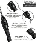 No Hassle Countersink Drill Bit Kit For Woodworking Tools With Adjustable Depth Stop And Quick Release Hex Shank image showing sharp cutter head and adjustable design.