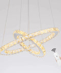 Dope Modern Crystal Chandelier With Two Ring Pendant Lighting Dimmable LED Ceiling Light With Remote Control