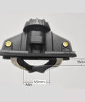 Close-up of No Fuss 4 Pack Quick Fix Roof Box Mounting Kit With Universal Quick Release Caliper Clips showing measurements