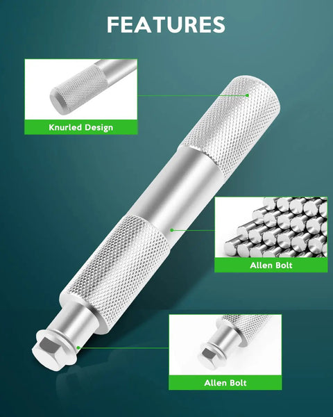 Aluminum Bearing Race And Seal Driver Kit 10 Piece with 9 Disc Sizes, featuring knurled design and Allen bolt details.