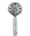 Handheld Shower Head With Six Spray Settings For High Pressure Power, Brass Swivel Ball Bracket, Five Inch Chrome Finish Head