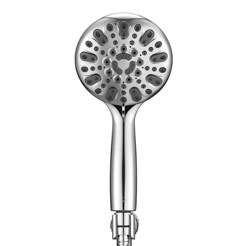 Handheld Shower Head With Six Spray Settings For High Pressure Power, Brass Swivel Ball Bracket, Five Inch Chrome Finish Head