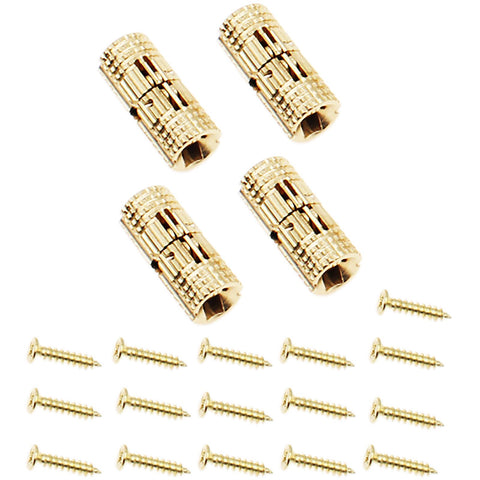 Concealed Brass Cabinet Hinges 8mm By 18mm Hidden Barrel With 180 Degree Opening Gold Finish 4 Pack For Small Boxes And DIY Furniture