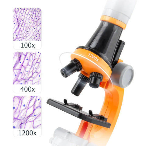 Kid Friendly Microscope For Classroom And Home Science Lab 100X To 1200X High Power Biological Microscope and slide samples