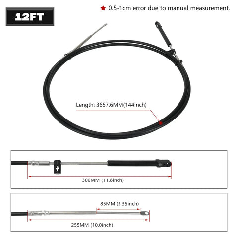 12Ft Boat Throttle And Shift Cables For Mercury MerCruiser 4000 Series Gen 2 Remote Control System Replaces CC18912