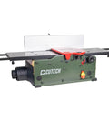 8 Inch Benchtop Jointer With Spiral Cutterhead And Teflon Coated Aluminum Tables, showing motor and control panel.