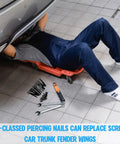 Mechanic under car with tools, showcasing heavy duty nylon zip tie buckles for cars and engine bay reusable universal locking ties.