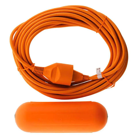 Badass Ten Meter Extension Cord With Rock Solid IP54 Weatherproof Housing For Outdoor Grunt Work 16 Amp Industrial Orange Power Cable coiled with connector.